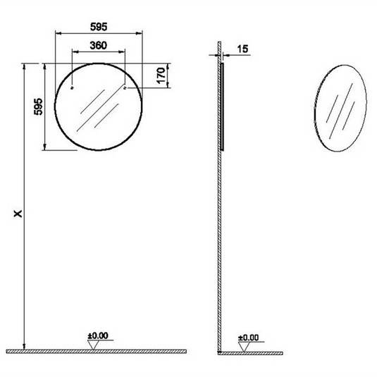 VitrA 595x595mm Round Mirror - Brushed Chrome - 67663 - Envy Bathrooms Ltd