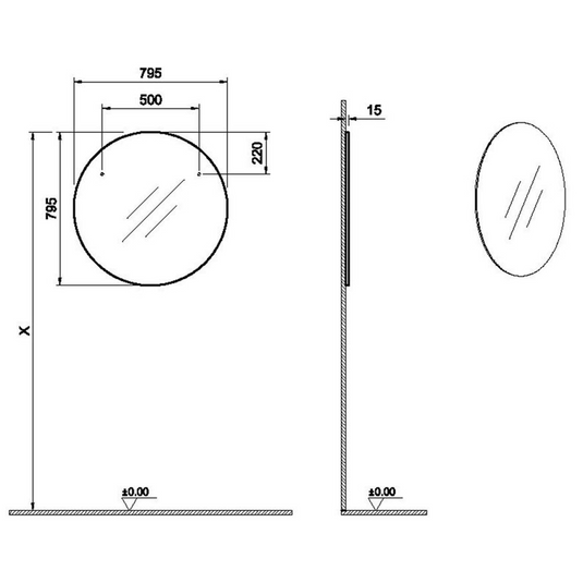 VitrA 795x795mm Round Mirror - Brushed Chrome - 67664 - Envy Bathrooms Ltd