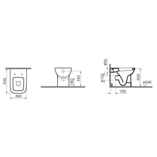 VitrA S20 Back to Wall Pan Only - White - 5520L003-0075 - Envy Bathrooms Ltd