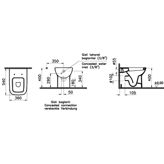 Vitra S20 Back To Wall Toilet - Standard Seat - Envy Bathrooms Ltd