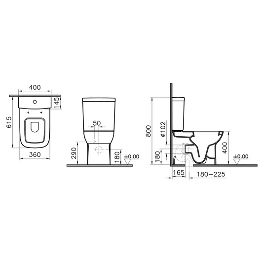 VitrA S20 Fully Shrouded Close Coupled Pan Only - White - 5512L003-0585 - Envy Bathrooms Ltd