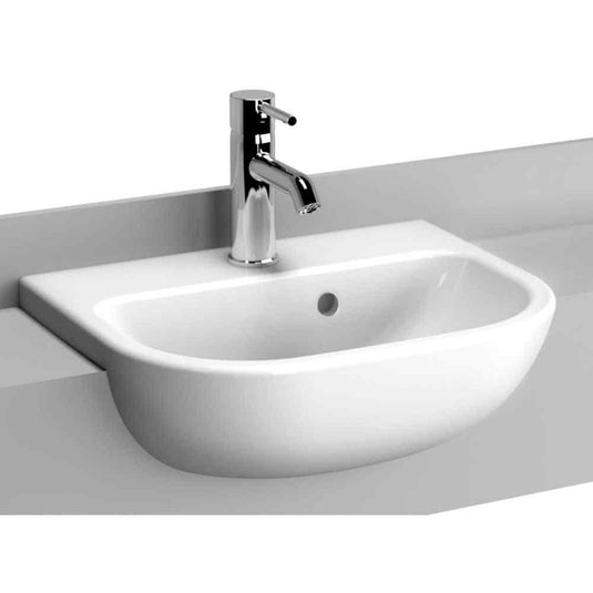 Vitra S20 Short Projection Semi-Recessed Basin - 450mm Wide - 1 Tap Hole - Envy Bathrooms Ltd