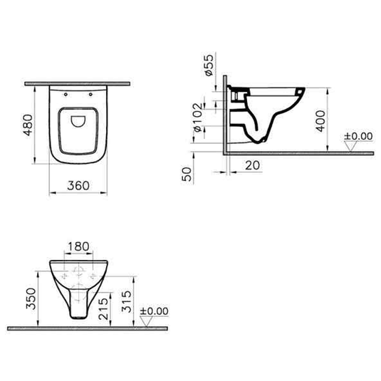 Vitra S20 Short Projection Wall Hung Toilet - 5505WH - Envy Bathrooms Ltd