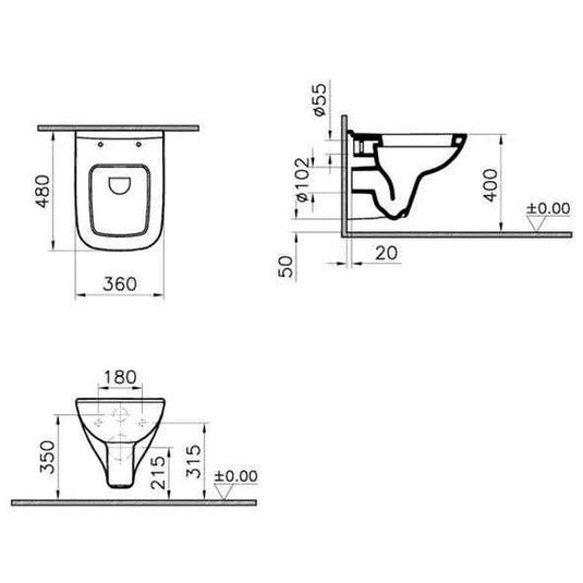 Vitra S20 Short Projection Wall Hung Toilet - 5505WH - Envy Bathrooms Ltd