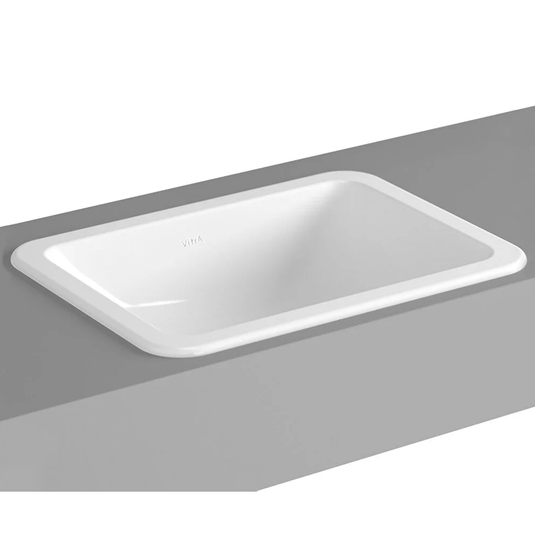 Vitra S20 Square Inset Countertop Basin - 500mm Wide - 0 Tap Hole - Envy Bathrooms Ltd