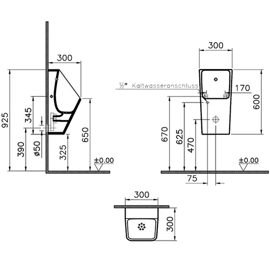 Vitra S20 Syphonic Battery Operated Urinal - White - Envy Bathrooms Ltd