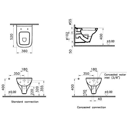 Vitra S20 Wall Hung Toilet - 5507WH - Envy Bathrooms Ltd