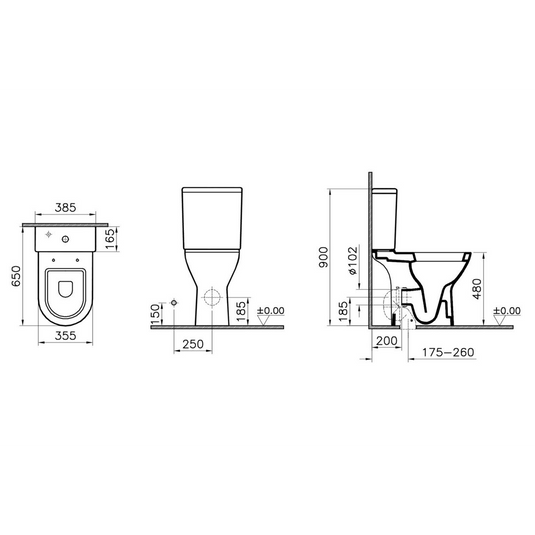 VitrA S50 Close Coupled Pan Only - White - 5421L003-7200 - Envy Bathrooms Ltd