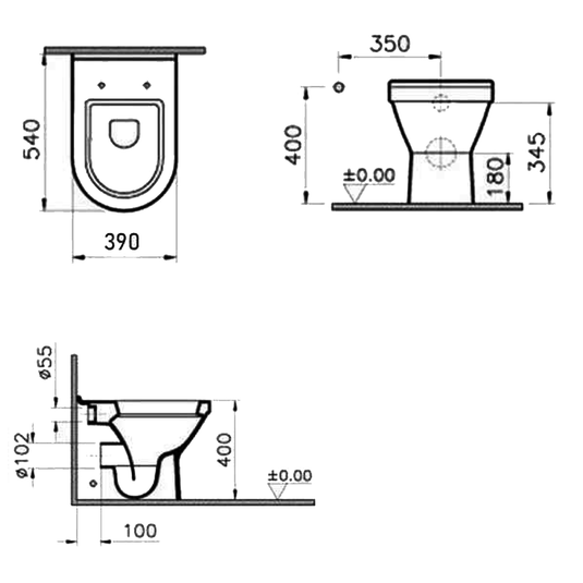 Vitra S50 Rimless Back to Wall Toilet Pan - Soft Close Seat - Envy Bathrooms Ltd