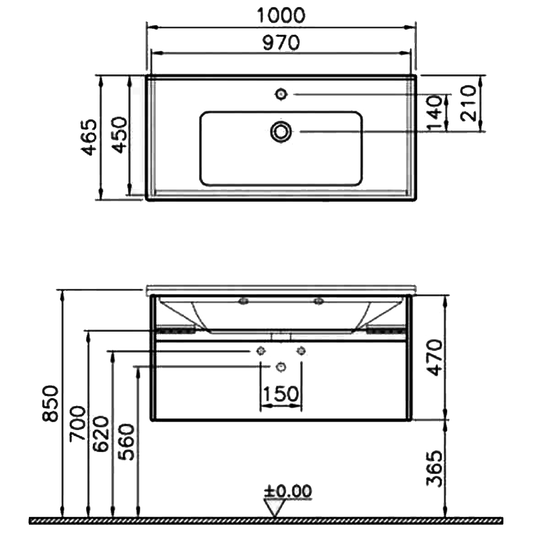 Vitra S50 Vanity Unit with Basin 1000mm Wide - 1 Tap Hole - Gloss White - Envy Bathrooms Ltd