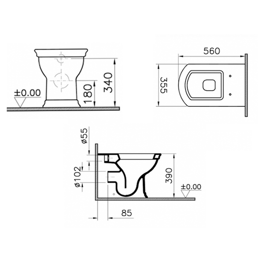 Vitra Serenada Back To Wall Toilet Pan - White - Envy Bathrooms Ltd