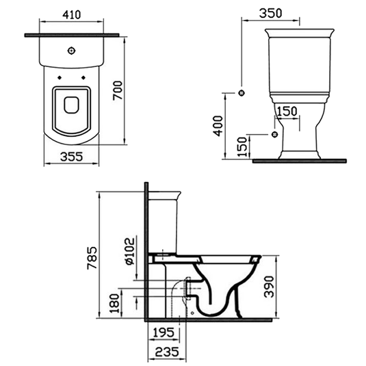 Vitra Serenada Open Back Closed Coupled Toilet Pan - White - Envy Bathrooms Ltd