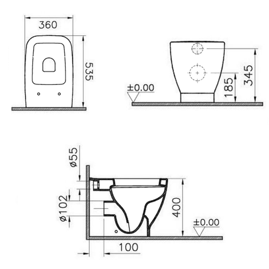 Vitra Shift Back To Wall Toilet Pan - White - Envy Bathrooms Ltd