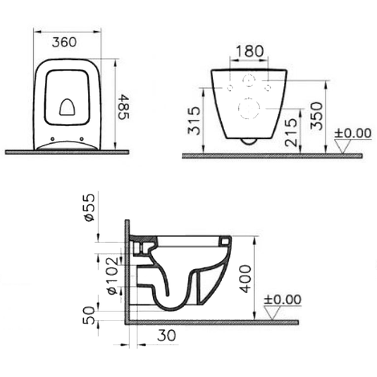 Vitra Shift Short Projection Wall Hung Toilet Pan - White - Envy Bathrooms Ltd