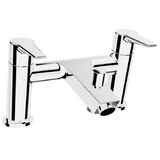 Vitra Solid S Bath Shower Mixer Tap with Handset Kit - Double Handle - Chrome - Envy Bathrooms Ltd