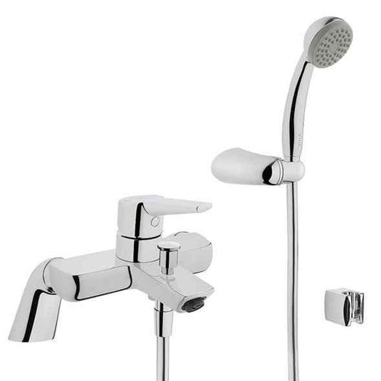 Vitra Solid S Bath Shower Mixer Tap with Handset Kit - Single Handle - Chrome - Envy Bathrooms Ltd