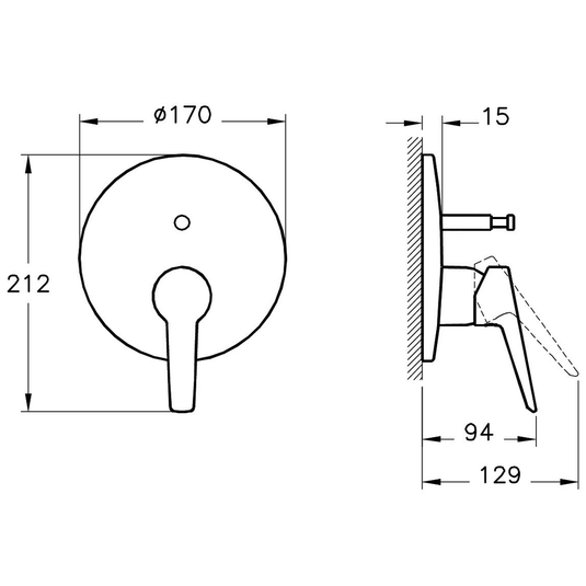 Vitra Solid S Manual 2-Outlets Concealed Shower Valve - Single Handle - Chrome - Envy Bathrooms Ltd