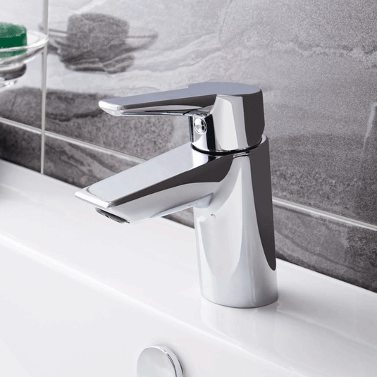Vitra Solid S Monobloc Basin Mixer Tap with Pop-Up Waste - Single Handle - Chrome - Envy Bathrooms Ltd