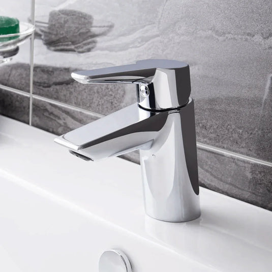 Vitra Solid S Monobloc Basin Mixer Tap with Pop-Up Waste - Single Handle - Chrome - Envy Bathrooms Ltd