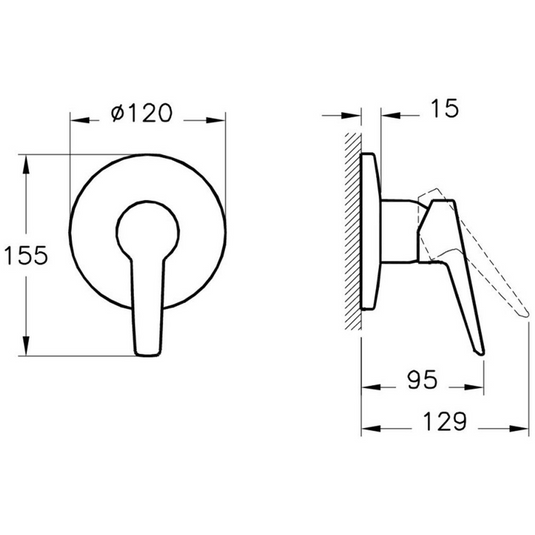 VitrA Solid S Wall Integrated Shower Mixer | Chrome | A42447EXP - Envy Bathrooms Ltd