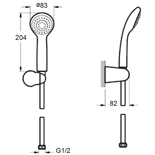 Vitra Solo C Handset with Wall Bracket - Chrome - Envy Bathrooms Ltd