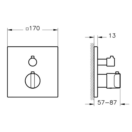 VitrA Suit Integrated Thermostatic Shower Mixer | Gloss Black | A4287339 - Envy Bathrooms Ltd