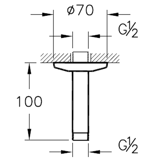 Vitra Universal Ceiling Mounted Shower Arm - 100mm Length - Chrome - Envy Bathrooms Ltd