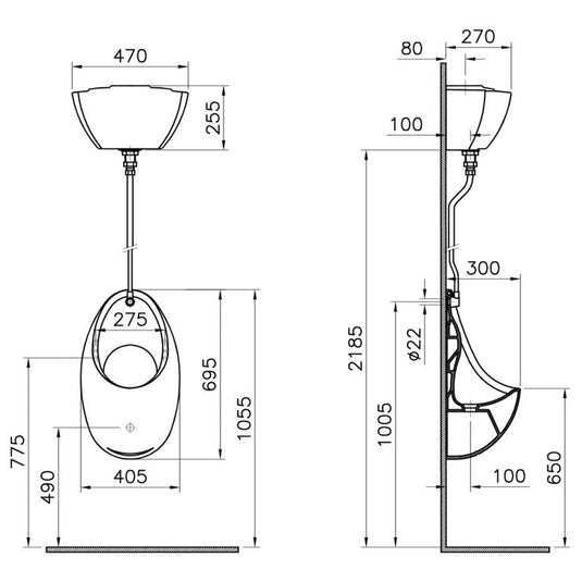 VitrA Urinal With Concealed Trap - White - 4319B003-0210 - Envy Bathrooms Ltd