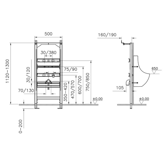 VitrA Urinal Frame - 880-3800 - Envy Bathrooms Ltd