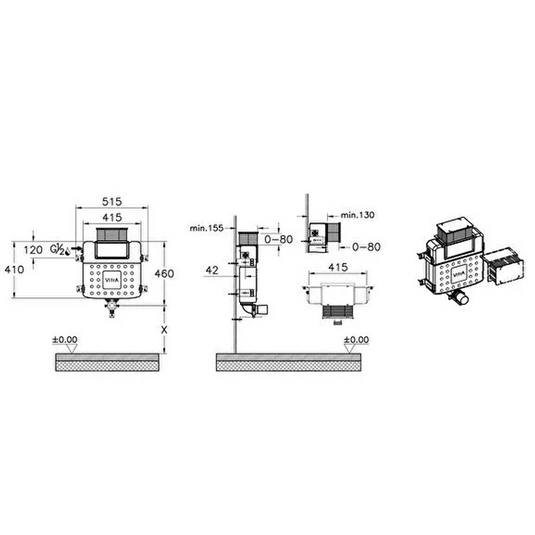 VitrA V-Fix Prime Reduced Height (82cm) Back to Wall 3/6L Concealed Cistern - 761-1740-01UK - Envy Bathrooms Ltd