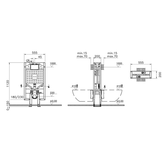 VitrA V-Fix Prime WH WC Frame & 8cm 3/6L Cistern (B2B Fix & Electric Connection) - 768-5850-01 - Envy Bathrooms Ltd