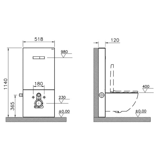 Vitra Vitrus Glass Covered Concealed Cistern 2.5/4 Litre for Wall Hung WC - Black - Envy Bathrooms Ltd