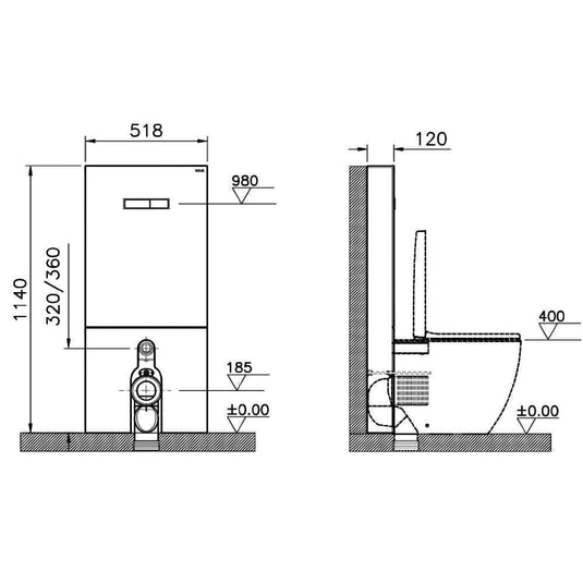 Vitra Vitrus Glass Covered Concealed Cistern 3/6 Litre for Back to Wall Toilet - Black - Envy Bathrooms Ltd