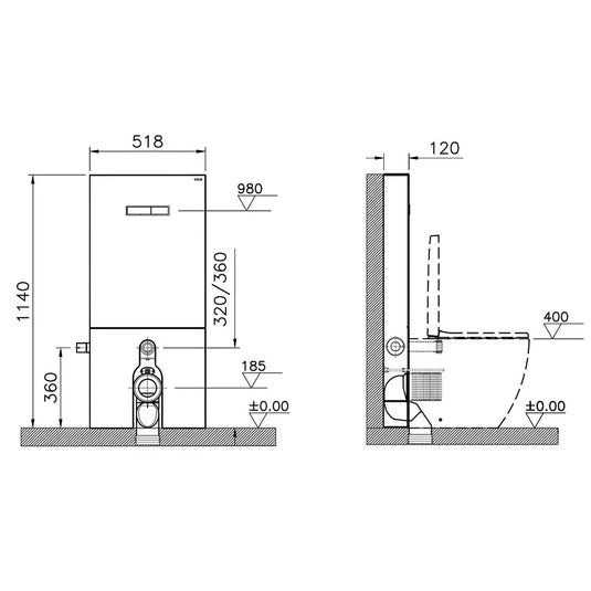 Vitra Vitrus Glass Covered Concealed Cistern 3/6 Litre for Back to Wall WC - Black - Envy Bathrooms Ltd