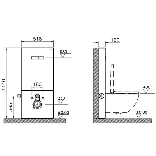 Vitra Vitrus Glass Covered Concealed Cistern 3/6 Litre for Wall Hung WC - Black - Envy Bathrooms Ltd