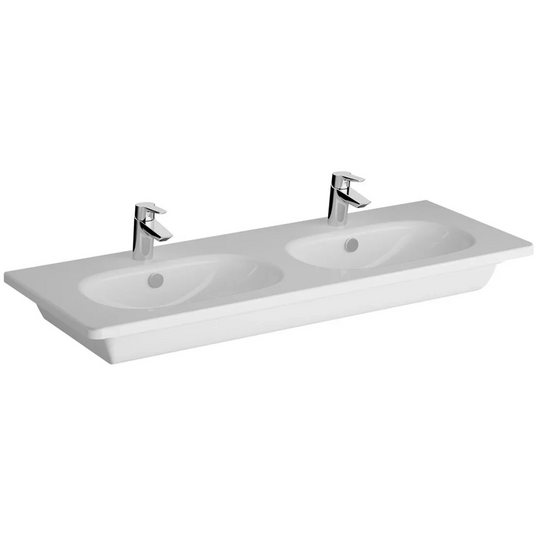 VitrA Zentrum 1200x460mm 2TH Vanity Basin w/Overflow - White - 7795B003-0001 - Envy Bathrooms Ltd