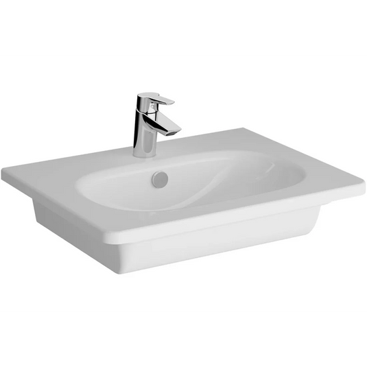 VitrA Zentrum 600x460mm 1TH Vanity Basin w/Overflow - White - 7791B003-0001 - Envy Bathrooms Ltd