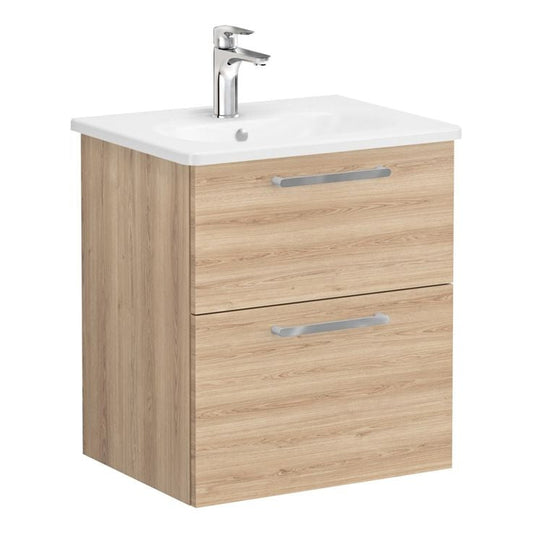 VitrA Zentrum 60cm 2 Drawer W/H Washbasin Unit | Natural Oak | 66291 - Envy Bathrooms Ltd