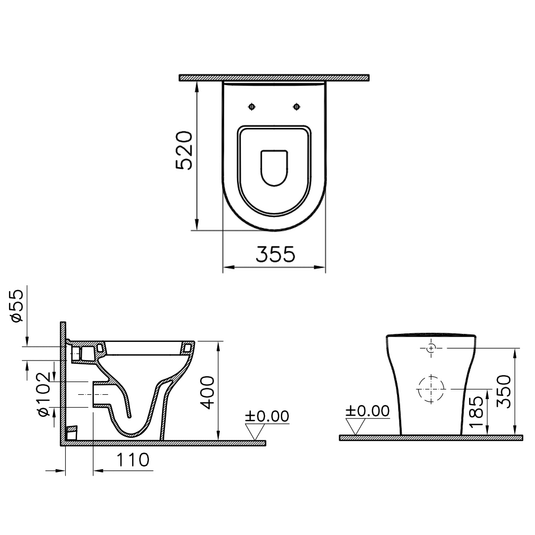 Vitra Zentrum Back To Wall Toilet Pan - Soft Close Seat - Envy Bathrooms Ltd