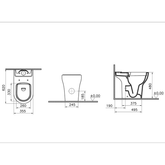 VitrA Zentrum SmoothFlush Comfort Height Close Coupled Pan Only - White - 5694B003-0075 - Envy Bathrooms Ltd