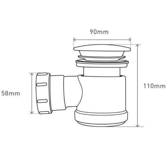 MX 90mm Hi-Flow Shower Waste With Chrome Grill - X2X